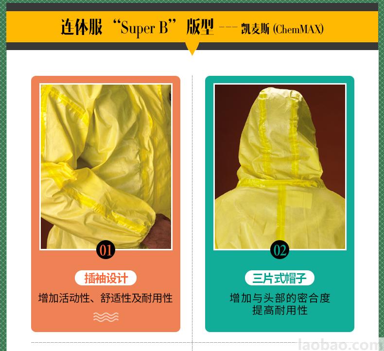 雷克蘭防化服耐強(qiáng)酸強(qiáng)堿帶帽連體服凱麥斯系列防護(hù)服CT1S428